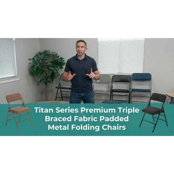 Atlas Commercial Products Triple-Braced Fabric Padded Metal Folding Chair, Navy Fabric MFC22NVYFP